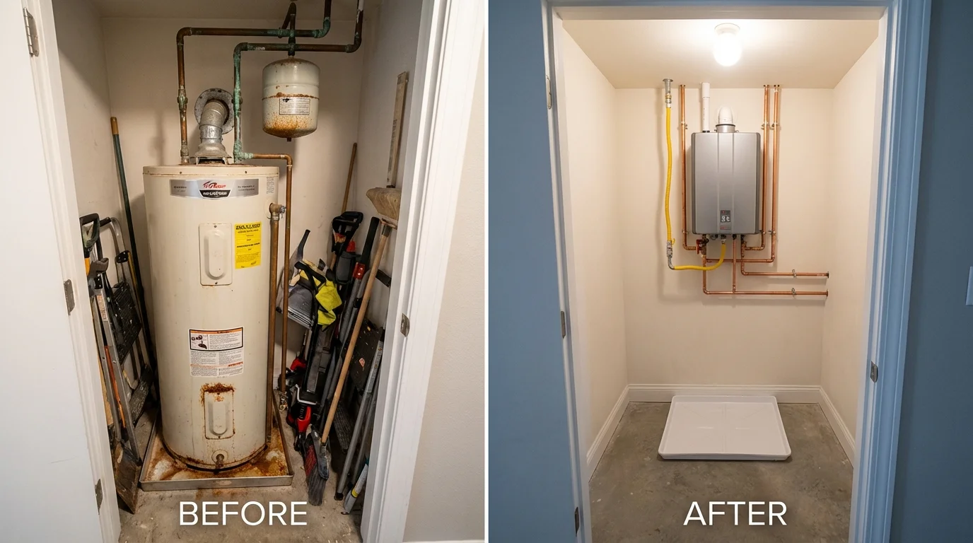 Tank water heater versus wall-mounted tankless unit comparison for Rockford, MI homeowners